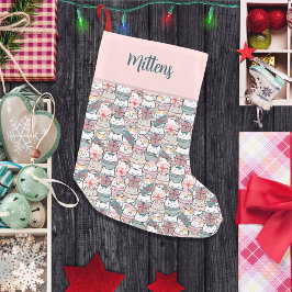 Meowy Kerst Magic Monogram Multi-Patroon Kat Kleine Kerstsok