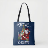 Meowy Kerst Schattige Funny Cat Lover Tote Bag (Voorkant)