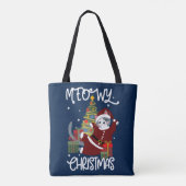 Meowy Kerst Schattige Funny Cat Lover Tote Bag (Achterkant)
