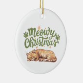 Meowy Kerst Schattige Kat Slapen Keramisch Ornament (Rechts)