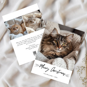 Meowy Kerst Schattigee Kat Handschrift Foto Feestdagenkaart