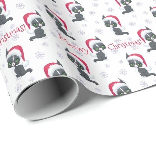 Meowy Kerst Schattigee Kitten Wrapping Papier (Rol Hoek)