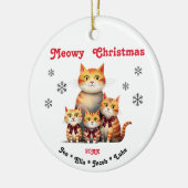 Meowy Kerst Single Ouder Kat Familie Keramisch Ornament (Links)