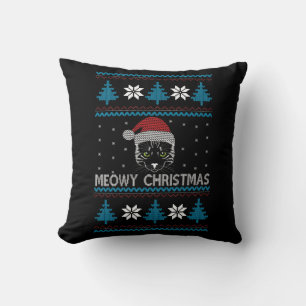 Meowy kerst Ugly Sweater Kussen