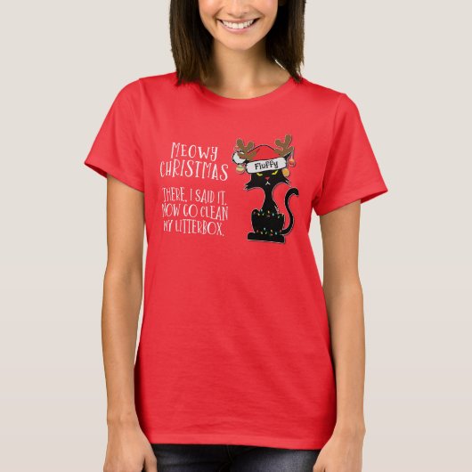 Meowy Kersta Sarcastic Cat  Name T-shirt (Voorkant)