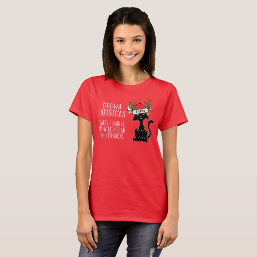 Meowy Kersta Sarcastic Cat  Name T-shirt (Voorkant volledig)