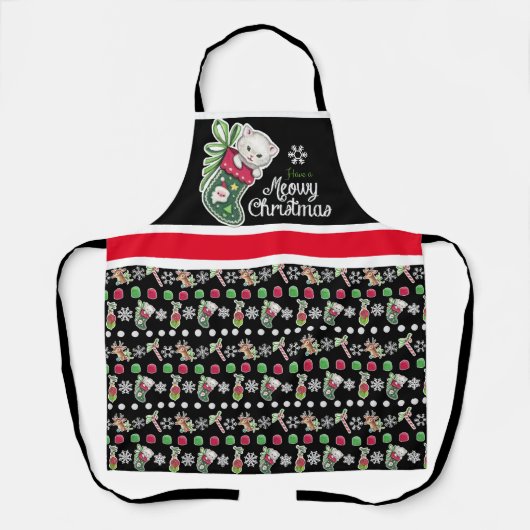 Meowy Kerstappron Schort (Voorkant)
