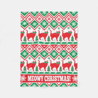 Meowy kerstbanket! Ooglijk XMAS-ontwerp! Fleece Deken