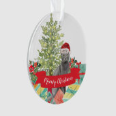 Meowy Kerstblauw Russisch Kat Ornament (voorkant)