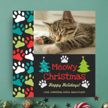 Meowy kerstboom Doodle Paw Print Cat Foto