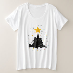 Meowy kerstboom, grappige kat kerstboom grote maat t-shirt