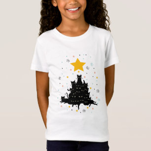 Meowy kerstboom, grappige kat kerstboom t-shirt