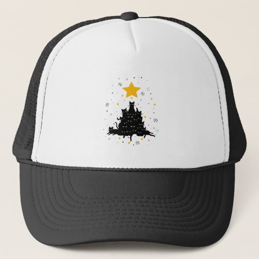 Meowy kerstboom, grappige kat kerstboom trucker pet (Voorkant)