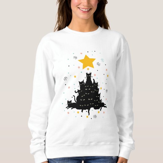 Meowy kerstboom, grappige kat kerstboom trui (Voorkant)