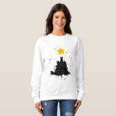 Meowy kerstboom, grappige kat kerstboom trui (Voorkant volledig)
