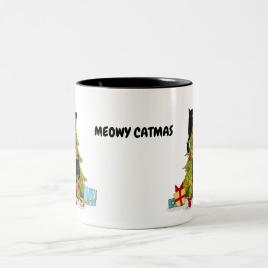 Meowy Kerstboom Zwarte Mok katten (Center)