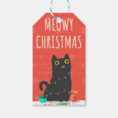 Meowy kerstcadeau-Label voor Kat met kerstcadeaus Cadeaulabel (Voorkant)