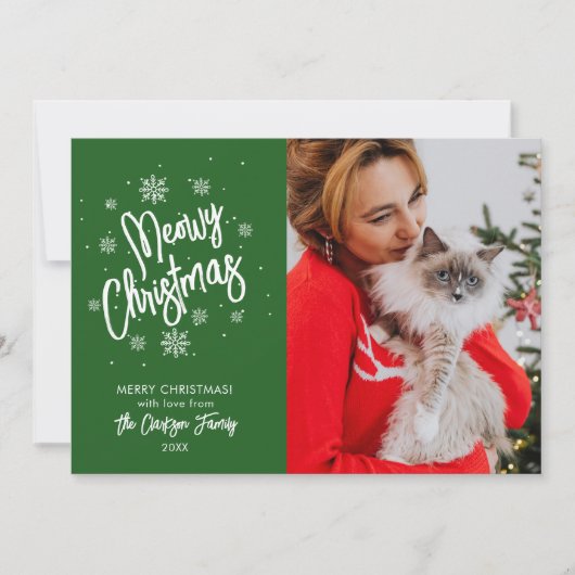 Meowy kerstcadeaukaartje Snowflake Pet Holiday Kaart (Voorkant)