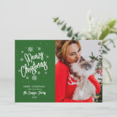 Meowy kerstcadeaukaartje Snowflake Pet Holiday Kaart (Staand voorkant)