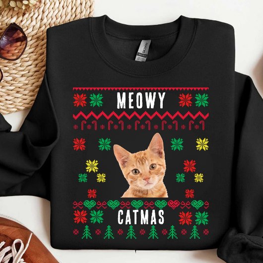 Meowy kerstcadeautje Foto Ugly Xmas Trui