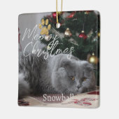 Meowy kerstcadeautje Foto's & paw Keramisch Ornament (Links)