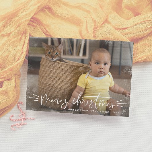 Meowy kerstcadeautje kerstfeestdag foto feestdagenkaart