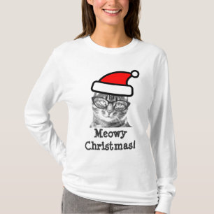 Meowy Kerstcat shirt Cute Santa kat