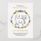 Meowy Kerstcute Cat Folie Feestdagenkaart (Voorkant)