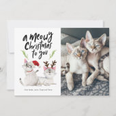 Meowy Kerstcute Cat Foto Feestdagenkaart (Voorkant)