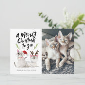 Meowy Kerstcute Cat Foto Feestdagenkaart (Staand voorkant)