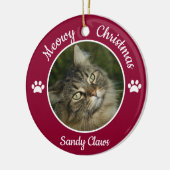 Meowy Kerstcute Cat Foto: Jaar Paws Keramisch Ornament (Links)
