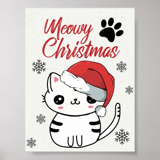 Meowy Kerstcute Cat Poster (Voorkant)