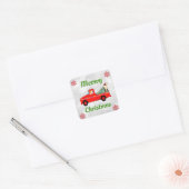 Meowy Kerstcute Cat Red Truck Vierkante Sticker (Envelop)