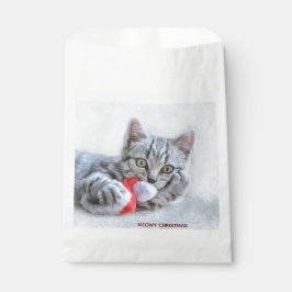 Meowy Kerstcute Gray Tabby Cat Bedankzakje