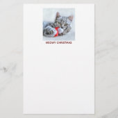 Meowy Kerstcute Gray Tabby Cat Briefpapier (Voorkant)