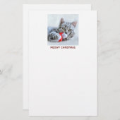 Meowy Kerstcute Gray Tabby Cat Briefpapier (Voorkant / Achterkant)
