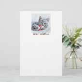 Meowy Kerstcute Gray Tabby Cat Briefpapier (Staand voorkant)