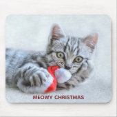 Meowy Kerstcute Gray Tabby Cat Muismat (Voorkant)