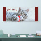 Meowy Kerstcute Gray Tabby Cat Spandoek (Beurs)