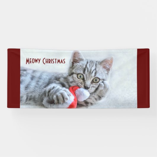 Meowy Kerstcute Gray Tabby Cat Spandoek (Horizontaal)