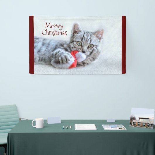 Meowy Kerstcute Gray Tabby Cat Spandoek (Beurs)