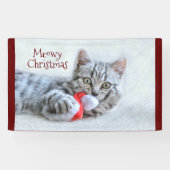 Meowy Kerstcute Gray Tabby Cat Spandoek (Horizontaal)
