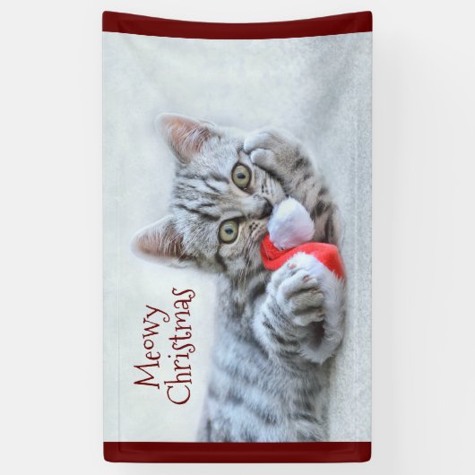 Meowy Kerstcute Gray Tabby Cat Spandoek (Verticaal)
