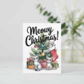 Meowy Kerstcute-katten Briefkaart (Staand voorkant)