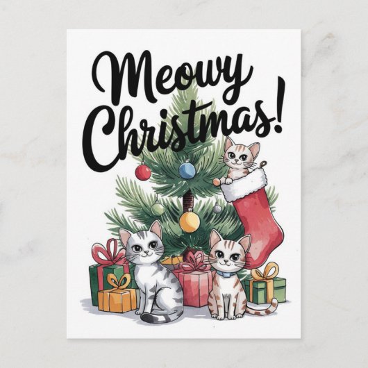 Meowy Kerstcute-katten Briefkaart (Voorkant)