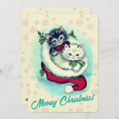 Meowy Kerstcute Kittens Retro Artwork Feestdagenkaart (Voorkant / Achterkant)