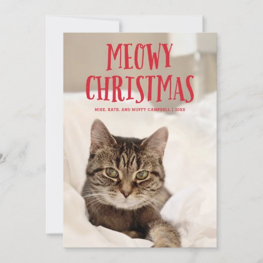 Meowy Kerstcute Kitty Cat | Holiday-foto Feestdagenkaart (Voorkant)
