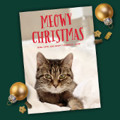 Meowy Kerstcute Kitty Cat | Holiday-foto Feestdagenkaart