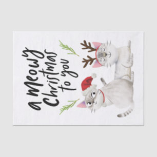 Meowy Kerstcute Kitty Cat Typografie Tissuepapier
