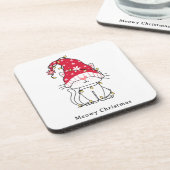 Meowy Kerstfeest Funny Cat Bier Onderzetter (Linkerzijde)